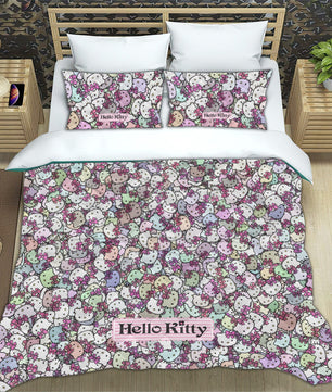 Hello Kitty Bedding Duvet Cover Quilted Pillowcase Colorful Bedspread - Lusy Store LLC