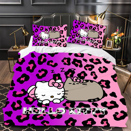 Hello Kitty Bedding Set Children Cotton Bed Sheets Hello Kitty Duvet Cover Bed Sheet Pillowcase - Lusy Store