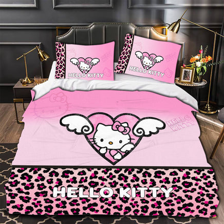 Hello Kitty Bedding Set Children Cotton Bed Sheets Hello Kitty Duvet Cover Bed Sheet Pillowcase - Lusy Store