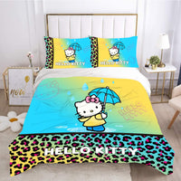 Hello Kitty Bedding Set Children Cotton Bed Sheets Hello Kitty Duvet Cover Bed Sheet Pillowcase - Lusy Store