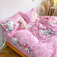 Hello Kitty Bedding Set Cute Sanrio Cotton Bed Linens D551 - Lusy Store