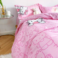 Hello Kitty Bedding Set Cute Sanrio Cotton Bed Linens D551 - Lusy Store