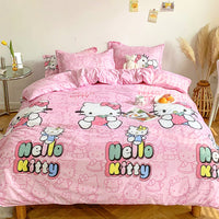 Hello Kitty Bedding Set Cute Sanrio Cotton Bed Linens D551 - Lusy Store