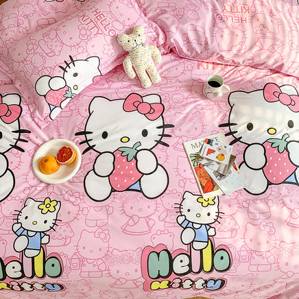 Hello Kitty Bedding Set Cute Sanrio Cotton Bed Linens D551 - Lusy Store