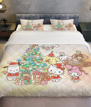 Hello Kitty Bedding Set for a Cozy Christmas Embrace the Holidays with a Cozy Christmas Quilted Blanket - Lusy Store LLC
