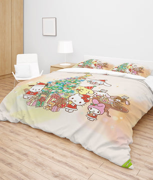 Hello Kitty Bedding Set for a Cozy Christmas Embrace the Holidays with a Cozy Christmas Quilted Blanket - Lusy Store LLC