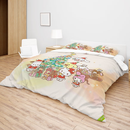 Hello Kitty Bedding Set for a Cozy Christmas Embrace the Holidays with a Cozy Christmas Quilted Blanket - Lusy Store LLC