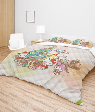 Hello Kitty Bedding Set for a Cozy Christmas Embrace the Holidays with a Cozy Christmas Quilted Blanket - Lusy Store LLC