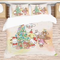 Hello Kitty Bedding Set for a Cozy Christmas Embrace the Holidays with a Cozy Christmas Quilted Blanket - Lusy Store LLC