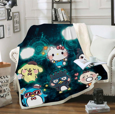 Hello Kitty Blanket Sherpa Blanket Bedspreads SB09 - Lusy Store LLC