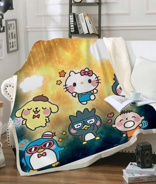 Hello Kitty Blanket Sherpa Blanket Bedspreads SB09 - Lusy Store LLC