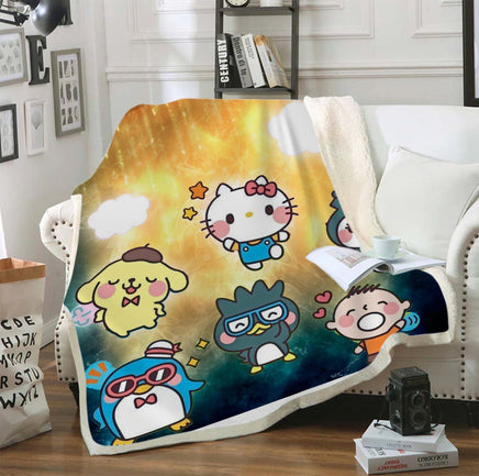 Hello Kitty Blanket Sherpa Blanket Bedspreads SB09 - Lusy Store LLC