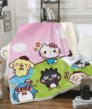 Hello Kitty Blanket Sherpa Blanket Bedspreads SB09 - Lusy Store LLC