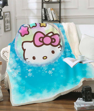Hello Kitty Blanket Sherpa Blanket Bedspreads SB10 - Lusy Store LLC