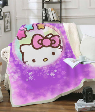 Hello Kitty Blanket Sherpa Blanket Bedspreads SB10 - Lusy Store LLC