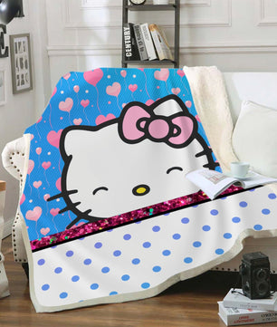 Hello Kitty Blanket Sherpa Blanket Bedspreads SB11 - Lusy Store LLC