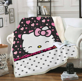 Hello Kitty Blanket Sherpa Blanket Bedspreads SB11 Black