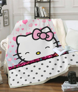Hello Kitty Blanket Sherpa Blanket Bedspreads SB11 - Lusy Store LLC