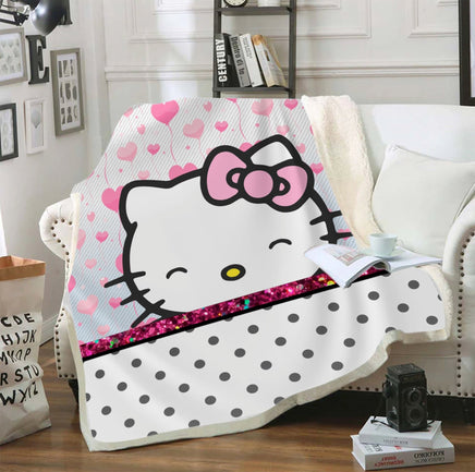 Hello Kitty Blanket Sherpa Blanket Bedspreads SB11 - Lusy Store LLC