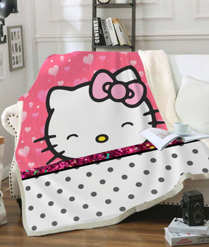 Hello Kitty Blanket Sherpa Blanket Bedspreads SB11 - Lusy Store LLC