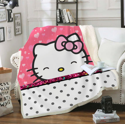 Hello Kitty Blanket Sherpa Blanket Bedspreads SB11 - Lusy Store LLC