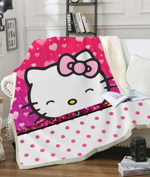 Hello Kitty Blanket Sherpa Blanket Bedspreads SB11 - Lusy Store LLC