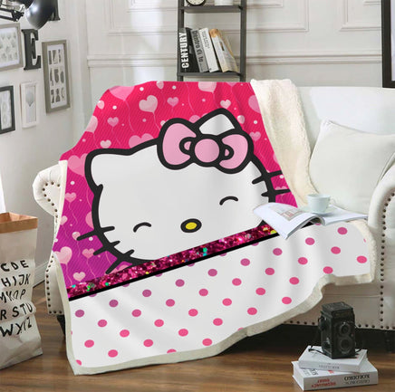 Hello Kitty Blanket Sherpa Blanket Bedspreads SB11 - Lusy Store LLC