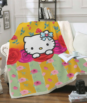 Hello Kitty Blanket Sherpa Blanket Bedspreads SB12 - Lusy Store LLC