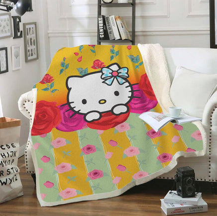 Hello Kitty Blanket Sherpa Blanket Bedspreads SB12 - Lusy Store LLC