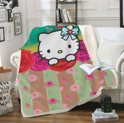 Hello Kitty Blanket Sherpa Blanket Bedspreads SB12 - Lusy Store LLC