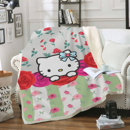 Hello Kitty Blanket Sherpa Blanket Bedspreads SB12 - Lusy Store LLC