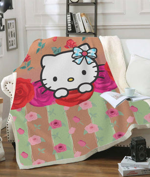 Hello Kitty Blanket Sherpa Blanket Bedspreads SB12 - Lusy Store LLC