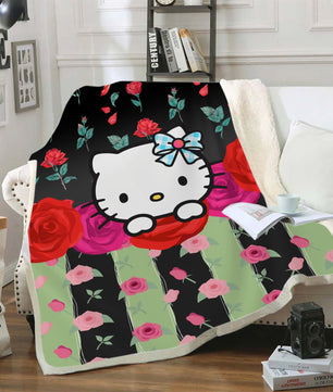 Hello Kitty Blanket Sherpa Blanket Bedspreads SB12 - Lusy Store LLC