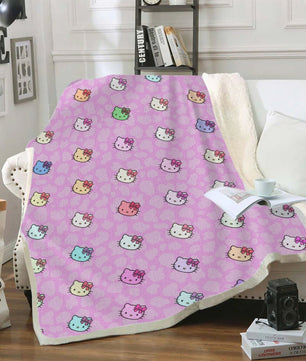 Hello Kitty Blanket Sherpa Blanket Bedspreads SB13 - Lusy Store LLC