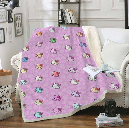 Hello Kitty Blanket Sherpa Blanket Bedspreads SB13 - Lusy Store LLC