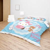 Hello Kitty Blue Bedding Set - A Cute Addition to Your Room Bedding Set + Flat Sheet