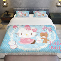 Hello Kitty Blue Bedding Set - A Cute Addition to Your Room Quilt Set