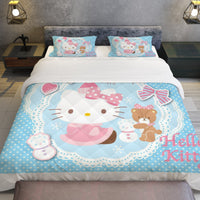 Hello Kitty Blue Bedding Set - A Cute Addition to Your Room - Lusy Store LLC