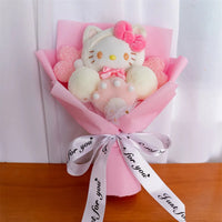 Hello Kitty Bouquet Cartoon Plush Anime Sanrio Rose Soap Flowers Home Wedding Decoration Gift - Lusy Store LLC