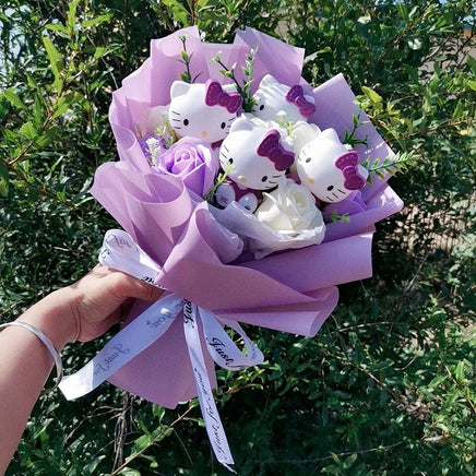 Hello Kitty Bouquet Cartoon Plush Anime Sanrio Rose Soap Flowers Home Wedding Decoration Gift - Lusy Store LLC