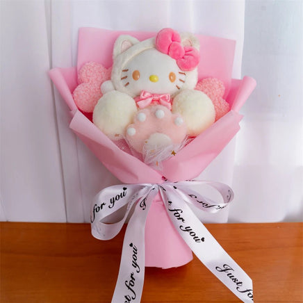 Hello Kitty Bouquet Cartoon Plush Anime Sanrio Rose Soap Flowers Home Wedding Decoration Gift - Lusy Store LLC