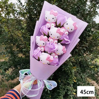 Hello Kitty Bouquet Cartoon Plush Anime Sanrio Rose Soap Flowers Home Wedding Decoration Gift - Lusy Store LLC