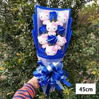 Hello Kitty Bouquet Cartoon Plush Anime Sanrio Rose Soap Flowers Home Wedding Decoration Gift - Lusy Store LLC