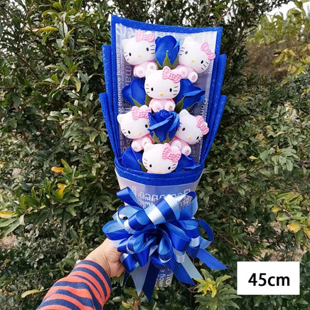 Hello Kitty Bouquet Cartoon Plush Anime Sanrio Rose Soap Flowers Home Wedding Decoration Gift - Lusy Store LLC