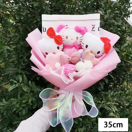 Hello Kitty Bouquet Cartoon Plush Anime Sanrio Rose Soap Flowers Home Wedding Decoration Gift - Lusy Store LLC