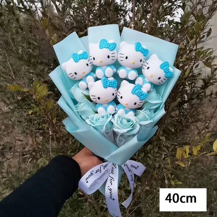Hello Kitty Bouquet Cartoon Plush Anime Sanrio Rose Soap Flowers Home Wedding Decoration Gift - Lusy Store LLC