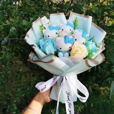 Hello Kitty Bouquet Cartoon Plush Anime Sanrio Rose Soap Flowers Home Wedding Decoration Gift - Lusy Store LLC