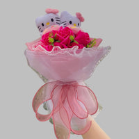 Hello Kitty Bouquet Kawaii Cat Plush Dolls Rose Soap Flowers Graduation Gifts - Lusy Store LLC