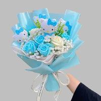 Hello Kitty Bouquet Kawaii Cat Plush Dolls Rose Soap Flowers Graduation Gifts - Lusy Store LLC