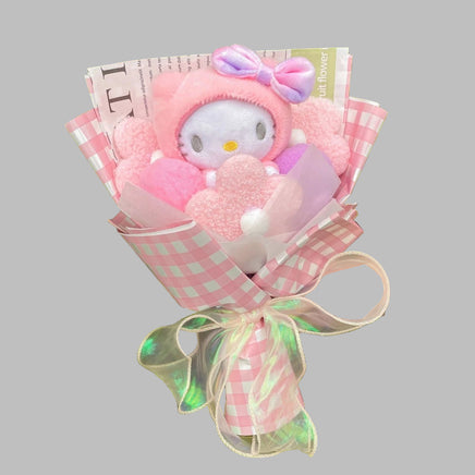 Hello Kitty Bouquet Kawaii Cat Plush Dolls Rose Soap Flowers Graduation Gifts - Lusy Store LLC